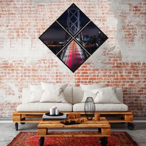 Conjunto de Quadros Losango Ponte São Francisco 120x120cm