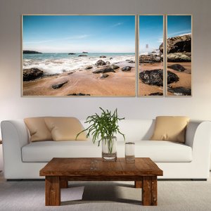 Conjunto de Quadros Paisagem Mar São Francisco Califórnia 210x100 cm Kit com 3 Quadros Conjunto de Quadros Paisagem Mar São Francisco Califórnia 210x100 cm Kit com 3 Quadros