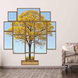 Conjunto de Quadros Repartidos Árvore Ipê Amarelo Kit com 15 Quadros