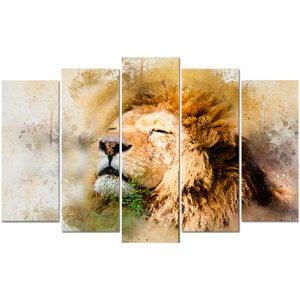 Conjunto de Quadros Telas Decorativas Leão Kit com 5 Quadros Conjunto de Quadros Telas Decorativas Leão Kit com 5 Quadros
