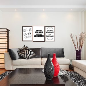 Conjunto Tela Canvas Frases e Fone de Ouvido Kit com 3 Quadros