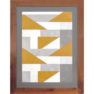 Quadro Abstrato Decor Amarelo e Cinza com Moldura Rústica 70x90cm Quadro Abstrato Decor Amarelo e Cinza com Moldura Rústica 70x90cm