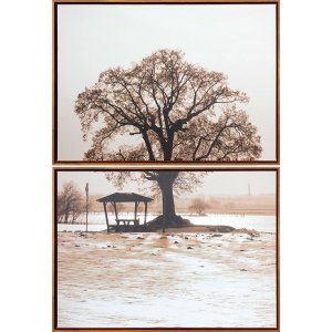 Conjunto de Quadros Telas Decorativas Paisagem de Campo Kit com 2 Quadros de 70x50cm