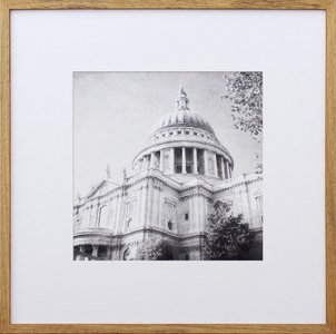 Quadro Decorativo com Moldura na Cor Carvalho Capitólio dos Estados Unidos 50x50cm