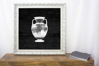 Quadro Decorativo com Moldura Prata Ânfora 100x100cm
