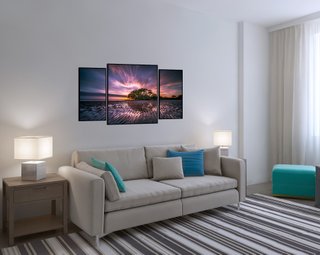 Kit de Quadros Decorativos Pôr do Sol em Nudgee Beach 130x70cm