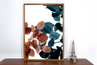 Quadro Decorativo Folhas Azuis e Marrons: Beleza Natural para sua Casa