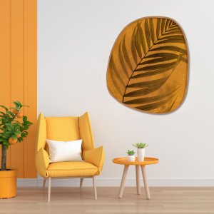 Quadro Orgânico de Madeira Freijó com Palmeiras em Tons Terrosos Quadro Orgânico de Madeira Freijó com Palmeiras em Tons Terrosos