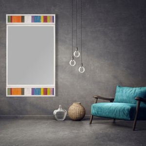 Espelho Branco Provençal Rústico e Acabamento Colorido Espelho Branco Provençal Rústico e Acabamento Colorido