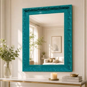 Espelho Cristal Decorativo com Moldura Azul Retrô Plus