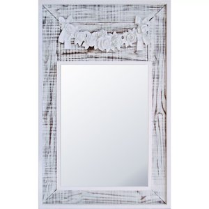 Espelho Decorativo Branco Provençal com Aplique Floral Espelho Decorativo Branco Provençal com Aplique Floral