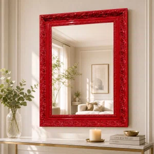 Espelho Decorativo Cristal Vermelho Retrô Plus