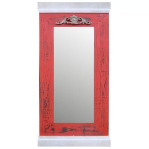 Espelho Decorativo Rústico com Moldura nas Cores Vermelha e Prata Espelho Decorativo Rústico com Moldura nas Cores Vermelha e Prata
