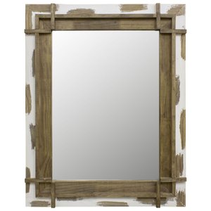 Espelho Decorativo Rústico com Moldura Marrom e Branca Espelho Decorativo Rústico com Moldura Marrom e Branca