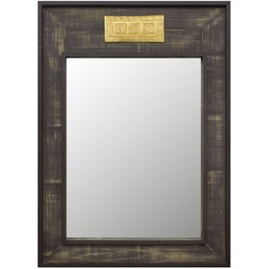 Espelho Decorativo Rústico com Moldura na Cor Preta e Aplique na Cor Dourada Espelho Decorativo Rústico com Moldura na Cor Preta e Aplique na Cor Dourada