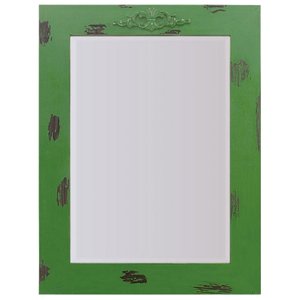 Espelho Decorativo Rústico com Moldura Verde Lixada e Aplique na Parte Superior Espelho Decorativo Rústico com Moldura Verde Lixada e Aplique na Parte Superior