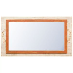 Espelho Decorativo Rústico Moldura Laranja e Branco Patinado Espelho Decorativo Rústico Moldura Laranja e Branco Patinado