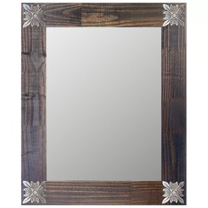 Espelho Decorativo Rústico Moldura Marrom com Apliques na Cor Prata Envelhecido Espelho Decorativo Rústico Moldura Marrom com Apliques na Cor Prata Envelhecido