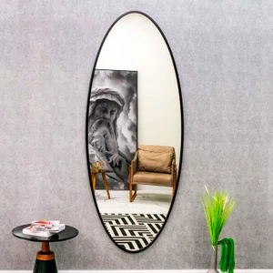 Espelho Grande Personalizado Oval Arredondado com Moldura Preta 80x200CM