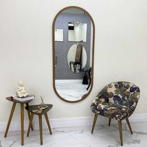 Espelho Moderno Arredondado em Base MDF Amadeirada: Sofisticação e Durabilidade Espelho Moderno Arredondado em Base MDF Amadeirada: Sofisticação e Durabilidade