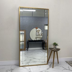 Espelho Moderno Estilo Mosaico com Bisotê e Moldura Dourada 100x200 cm Espelho Moderno Estilo Mosaico com Bisotê e Moldura Dourada 100x200 cm