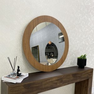 Espelho Moderno Redondo em Base MDF Amadeirada: Elegância em Cada Detalhe Espelho Moderno Redondo em Base MDF Amadeirada: Elegância em Cada Detalhe
