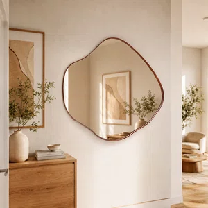 Espelho Orgânico Borda Amadeirada Avançada: Elegância e Luxo - Escolha o Acabamento