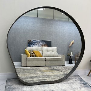 Espelho Orgânico com Borda Amadeirada Cor Imbuia - Estilo Natural para sua Decoração