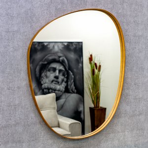 Espelho Orgânico com Borda Amadeirada - Ilumine e Valorize Seu Espaço Espelho Orgânico com Borda Amadeirada - Ilumine e Valorize Seu Espaço