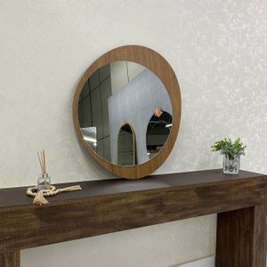 Espelho Orgânico Moderno em Base de MDF Amadeirada: Design Sofisticado 70x75 cm Espelho Orgânico Moderno em Base de MDF Amadeirada: Design Sofisticado 70x75 cm