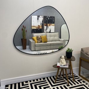 Espelho Orgânico Personalizado Grande com Moldura Preta