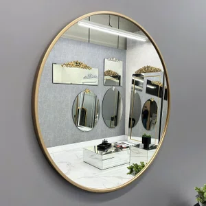 Espelho Redondo em MDF Dourado - Elegância e Personalidade Para Seus Ambientes