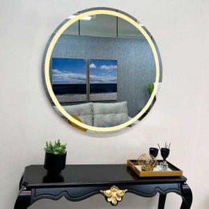 Espelho Redondo Moderno Jateado com LED e Sensor Touch: Estilo para o Ambiente Espelho Redondo Moderno Jateado com LED e Sensor Touch: Estilo para o Ambiente