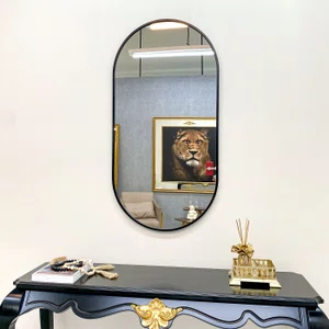 Espelho Retangular Arredondado com Moldura Preto: Design Moderno e Elegante 80x180CM