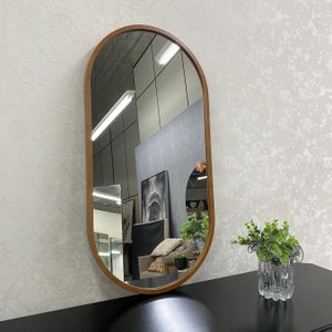 Espelho Retangular Arredondado Moldura Revestida em Curupixá: Charme para seu Ambiente Espelho Retangular Arredondado Moldura Revestida em Curupixá: Charme para seu Ambiente