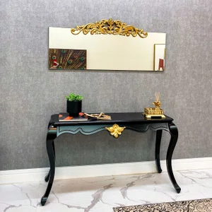 Espelho Retangular com Borda Infinita e Aplique Dourado: Elegância e Sofisticação 150x65cm