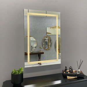 Espelho Retangular Moderno Jateado com LED e Sensor Touch: Elegância e Praticidade Espelho Retangular Moderno Jateado com LED e Sensor Touch: Elegância e Praticidade