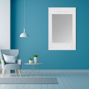 Espelho Rústico com Moldura Branca Estilo Provençal com Apliques 90x150 cm Espelho Rústico com Moldura Branca Estilo Provençal com Apliques 90x150 cm