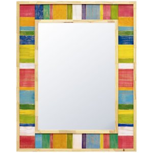 Espelho Rústico com Moldura Madeira Maciça Colorida