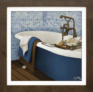 Quadro Decorativo Banheira Azul e Branca II - 35x35cm Quadro Decorativo Banheira Azul e Branca II - 35x35cm