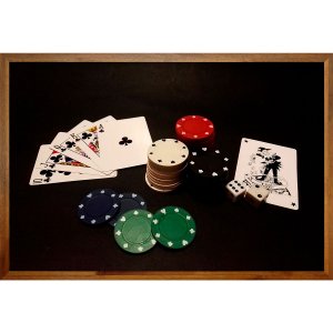 Quadro Decorativo com Moldura Rústica Baralho Jogo de Poker 90x60cm Quadro Decorativo com Moldura Rústica Baralho Jogo de Poker 90x60cm