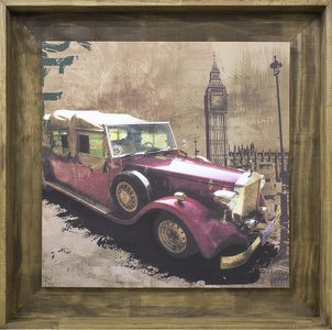 Quadro Decorativo Carro Antigo Vermelho Impressão Digital em Tela 80x80cm Quadro Decorativo Carro Antigo Vermelho Impressão Digital em Tela 80x80cm
