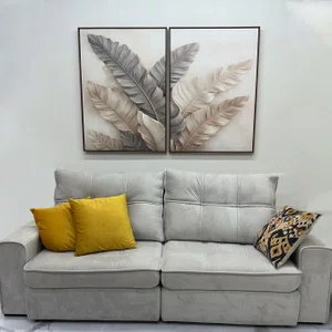 Kit 2 Quadros Folhas de Bananeira Botânica Minimalista Decoração Sala Moderna