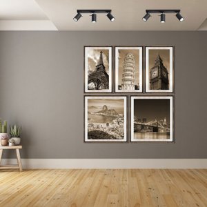 Kit de Quadros com Espelho Pontos Turísticos Kit com 5 Quadros