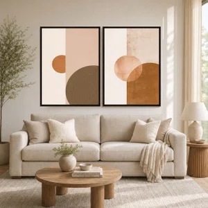 Kit de Quadros Decorativos Arte Abstrata Geométrica Moderna em Tons Terrosos