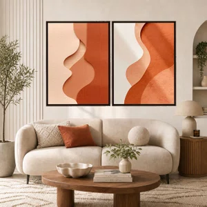 Kit de Quadros Minimalistas Tons de Terracota Efeito 3D Arte de Parede Moderna