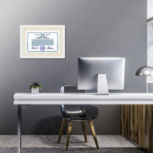 Moldura para Certificado Diploma 20x30cm Quadro Branco e Creme com Vidro