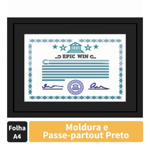 Moldura para Certificado Diploma 20x30cm Quadro Preto com Vidro Moldura para Certificado Diploma 20x30cm Quadro Preto com Vidro