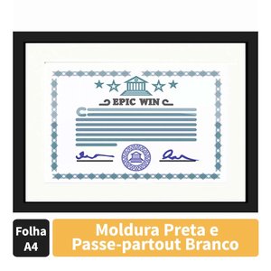 Moldura para Certificado Diploma 20x30cm Quadro Preto e Branco com Vidro Moldura para Certificado Diploma 20x30cm Quadro Preto e Branco com Vidro
