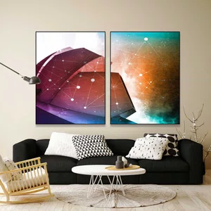 Par de Quadros Abstrato Geométrico Colorido Kit com 2 Quadros de 60x80 cm